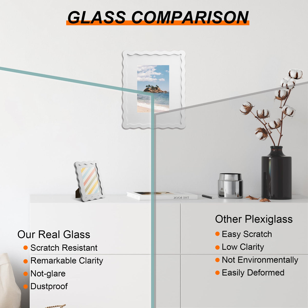 THKRLOF wooden frame with real glass protects and showcases images