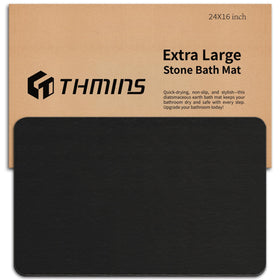 THMINS large stone bath mat, front view, 24x16 for shower, tub, or sink