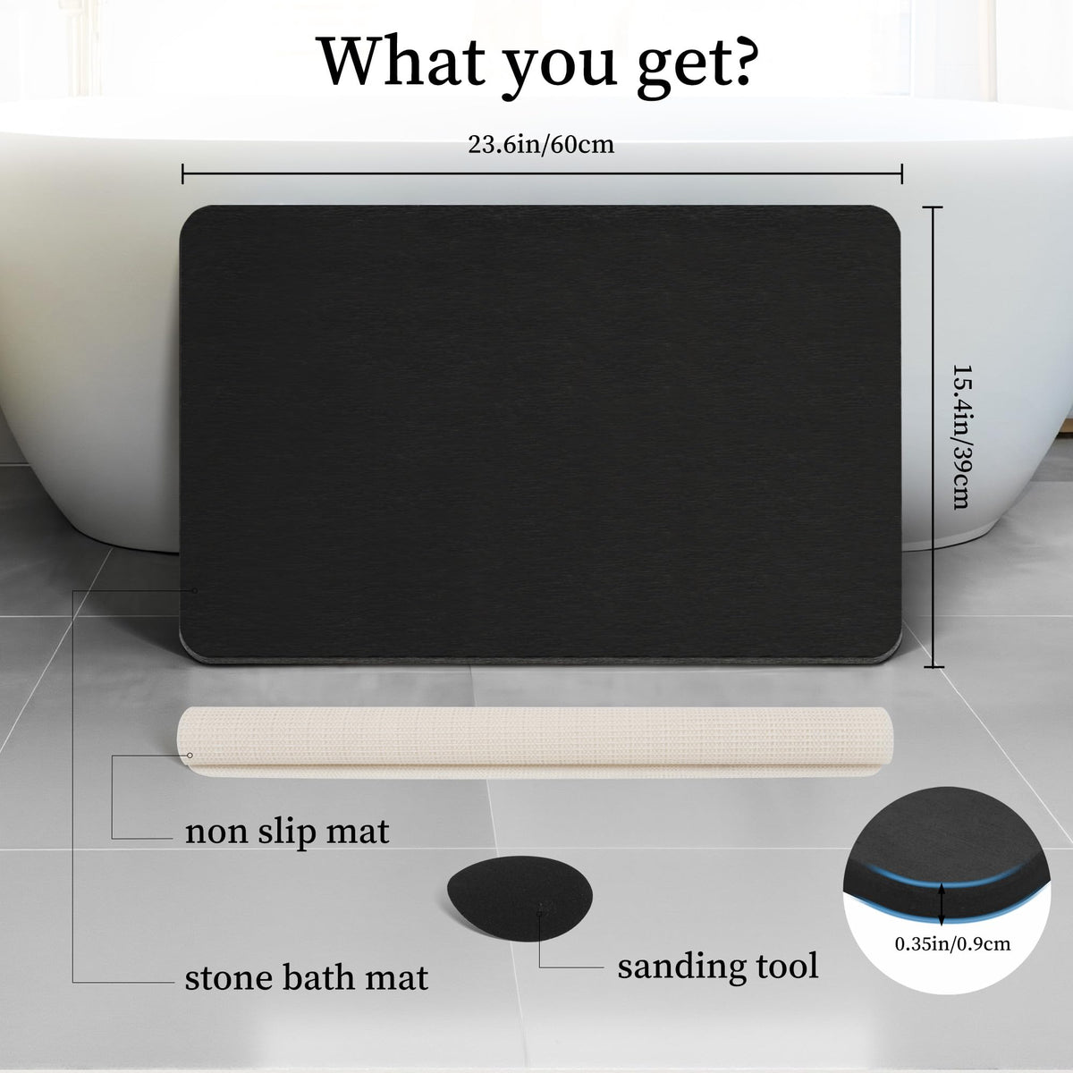 THMINS stone bath mat easy-clean surface for quick maintenance