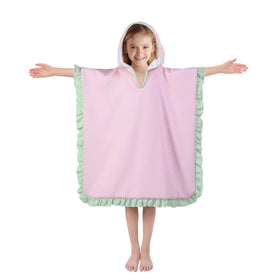 THOVSMOON hooded towel for kids in pink provides cozy comfort after bath.