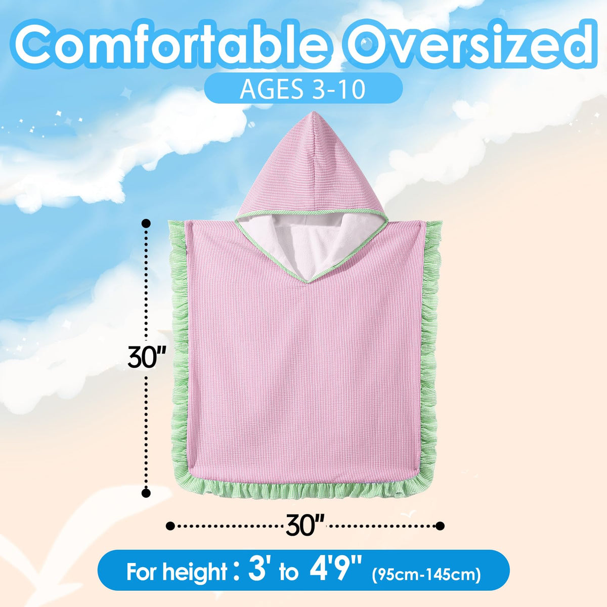 THOVSMOON poncho towel after-swim keeps kids warm and hands free.