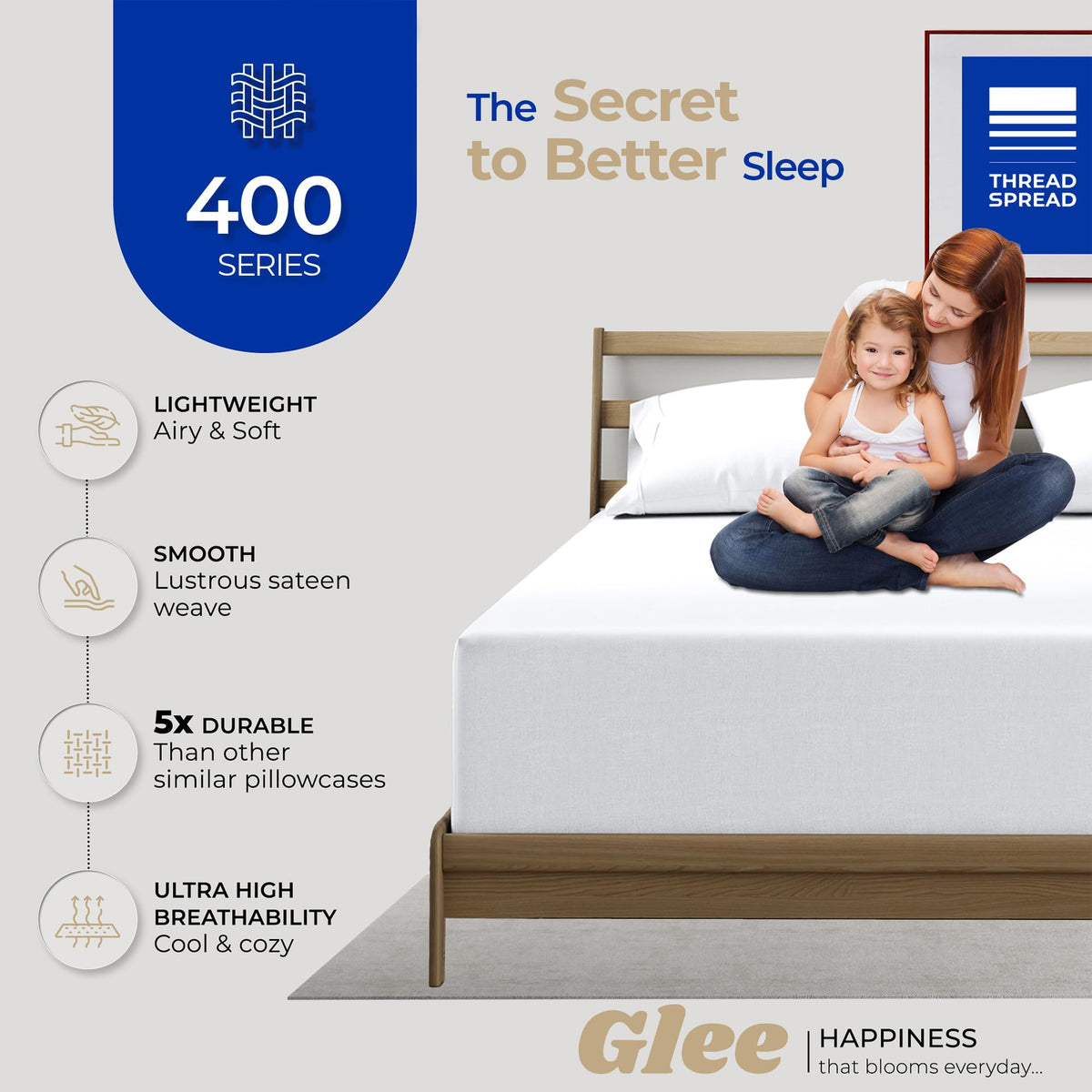 Thread Spread Glee collection showing neat hemstitch detailing for durable seams.