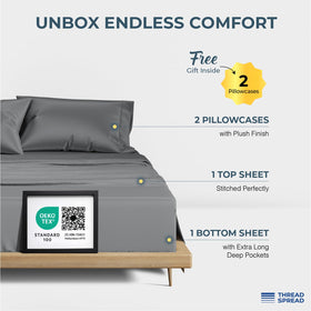 THREAD SPREAD king-size fitted sheet with 17-inch deep pocket for secure fit