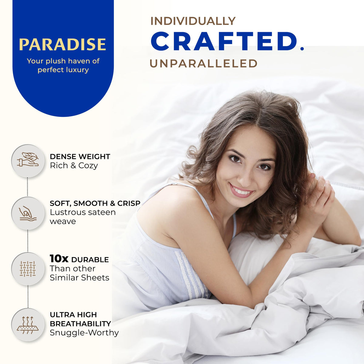 Close-up of sateen weave on Thread Spread Paradise pillow case for silky softness.
