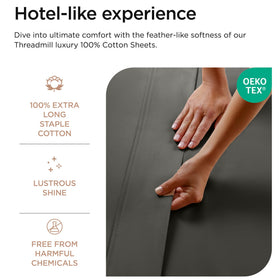 Threadmill king flat sheet closeup, 110x104 inches, ready for easy bed layering