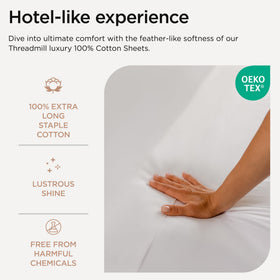 Threadmill Luxury 800TC California King pillowcases stacked highlighting size and softness