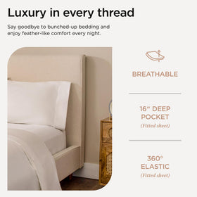 Threadmill king bed top view demonstrating hotel grade presentation and drape