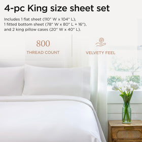 Threadmill 800TC king fitted sheet with deep pocket for secure mattress fit