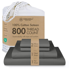 Threadmill Luxury 800tc king sheets closeup showing rich sateen weave and lasting softness