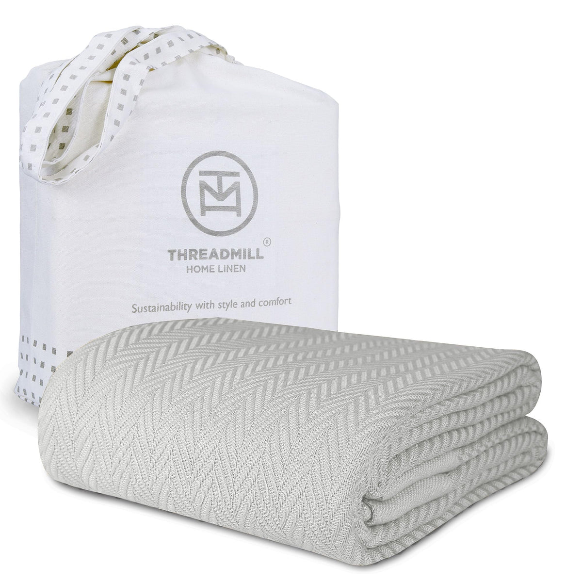 Threadmill luxury cotton blanket close-up texture highlighting softness