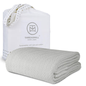 Threadmill luxury cotton blanket close-up texture highlighting softness