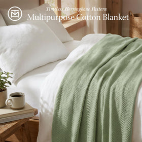 Threadmill luxury cotton blanket on bed highlights queen size and color