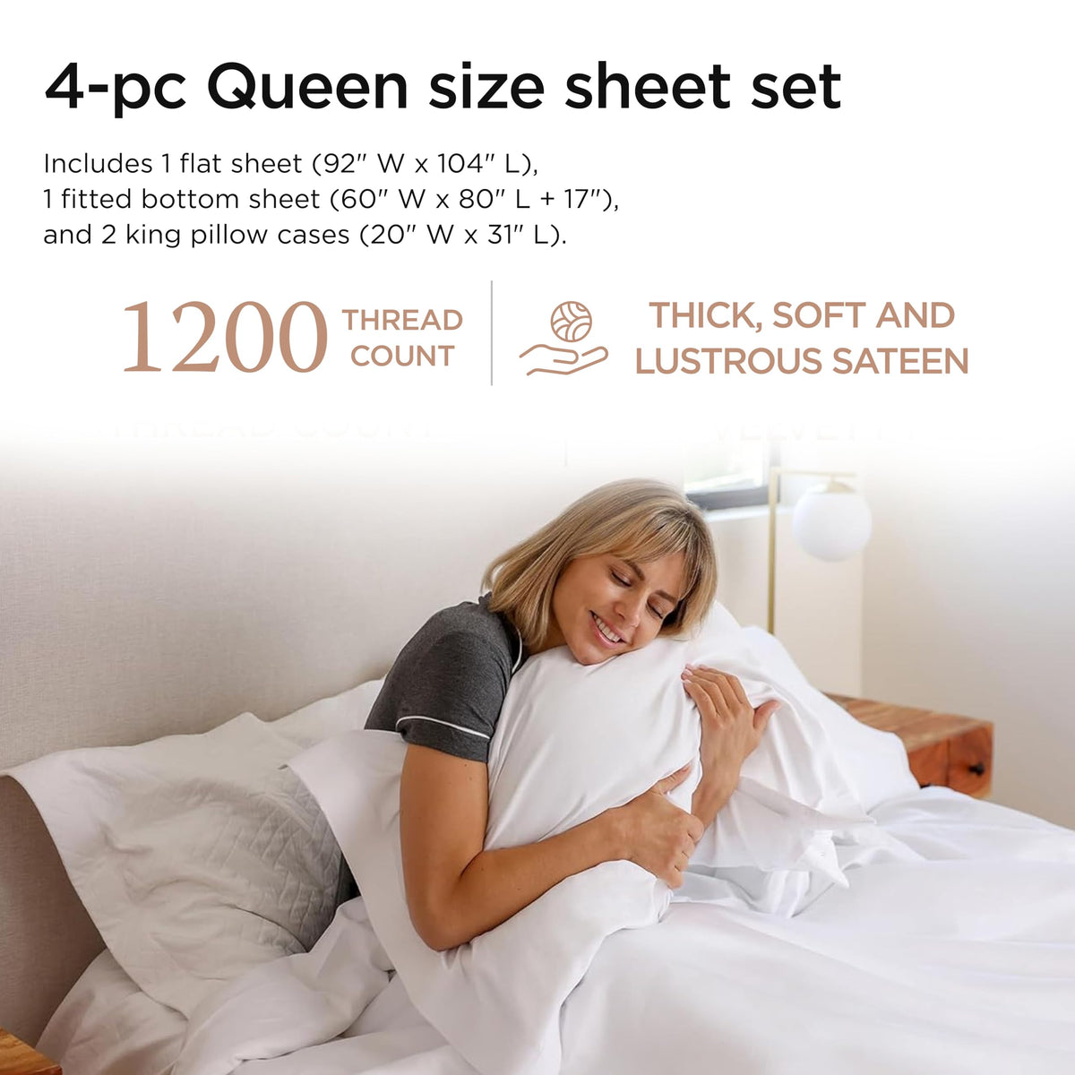 Threadmill Supima Queen fitted sheet demonstrates deep-pocket secure fit.