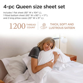 Threadmill Supima Queen fitted sheet demonstrates deep-pocket secure fit.