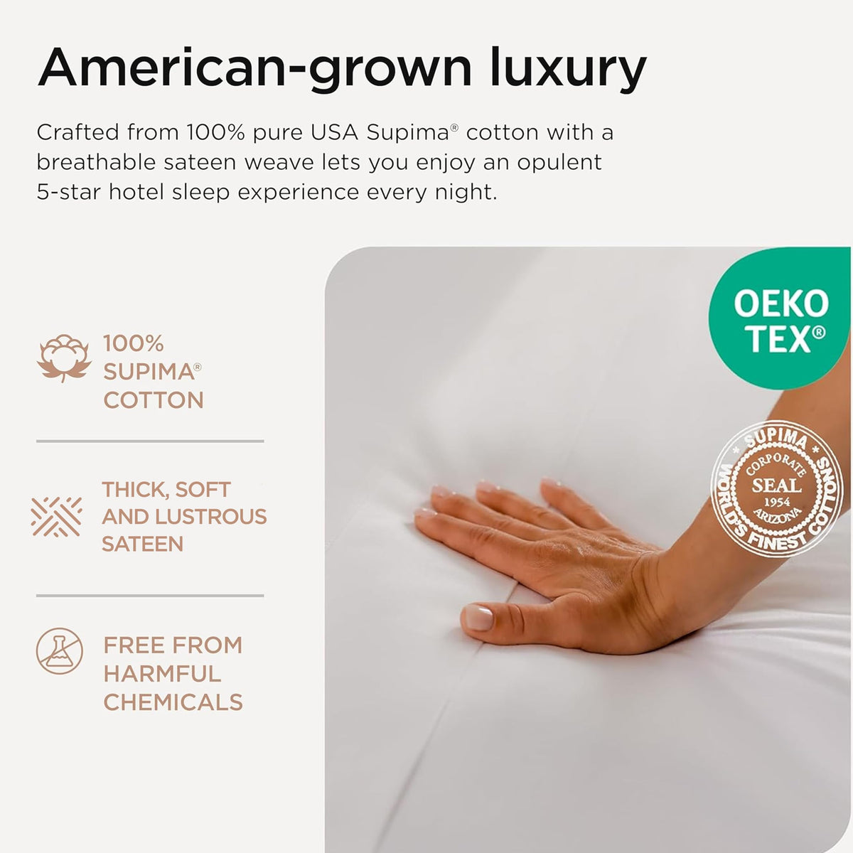 Threadmill Supima Queen flat sheet showcases generous drape and smooth texture.
