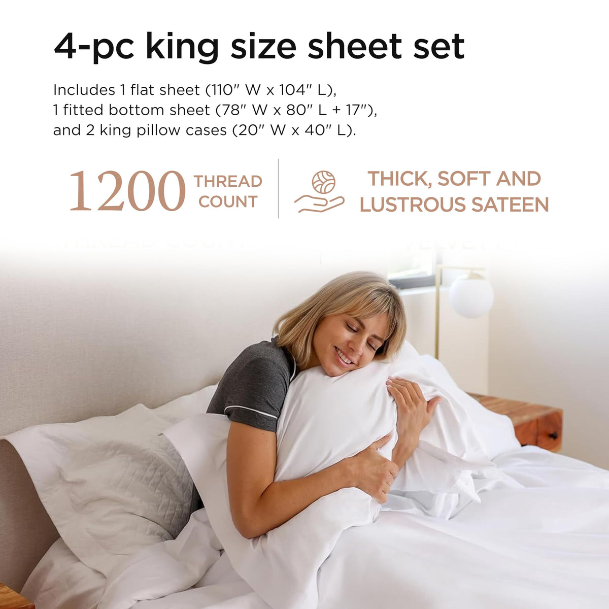 Threadmill Supima king fitted sheet with 17-inch deep pocket for a secure fit