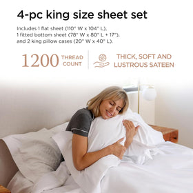 Threadmill Supima king fitted sheet with 17-inch deep pocket for a secure fit