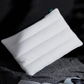 Three Geese luxury flat-down pillow top view showing slim profile and natural support