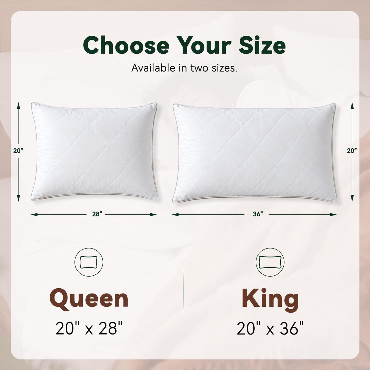 Three Geese queen pillow offers medium firmness ideal for side sleepers.