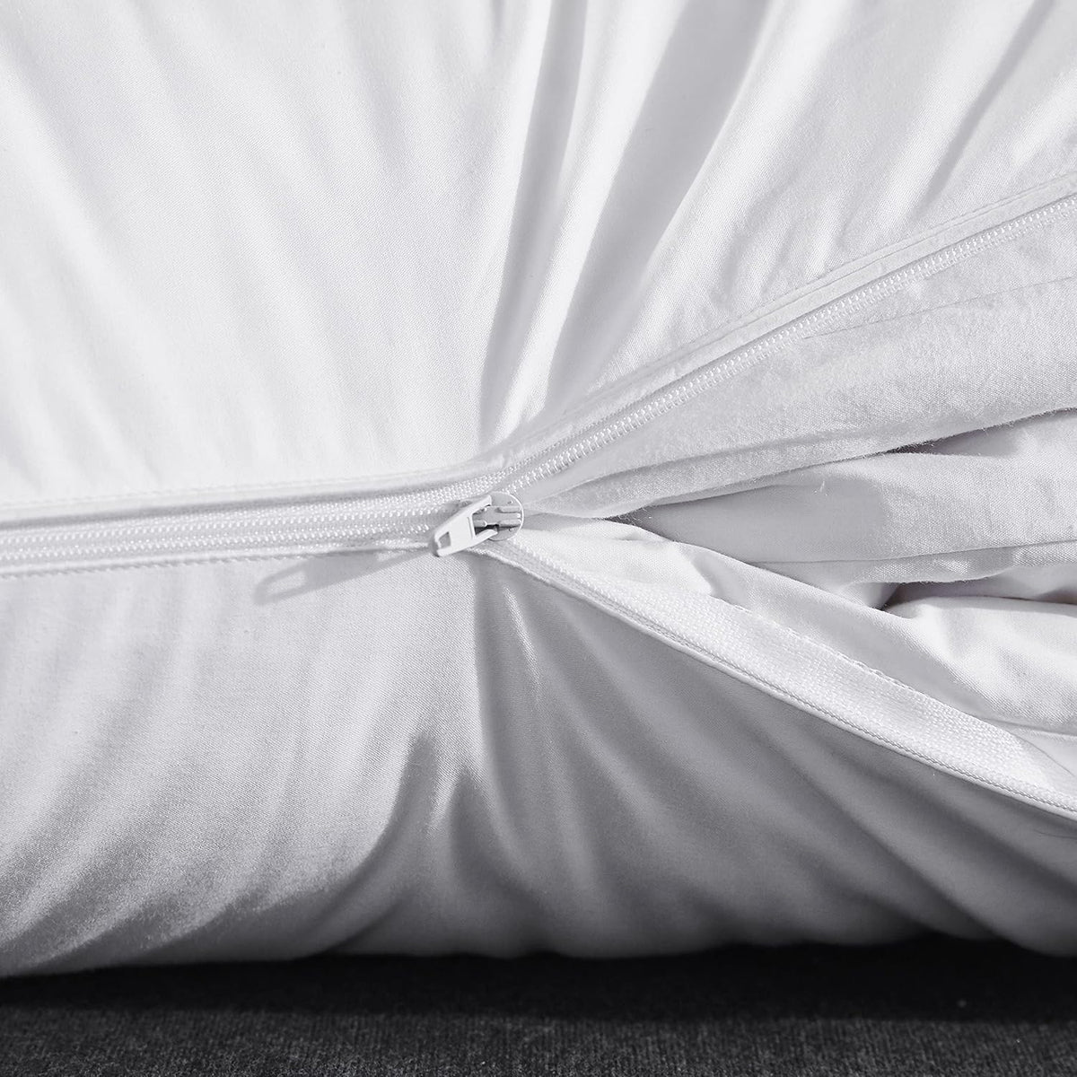 Three Geese queen-size pillow ready for side, back, or stomach sleeping comfort.