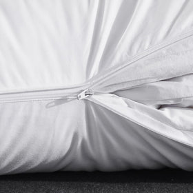 Three Geese queen-size pillow ready for side, back, or stomach sleeping comfort.