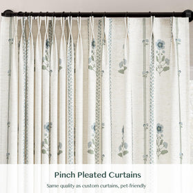 Closeup of Three Girls floral pattern showing linen texture and craftsmanship