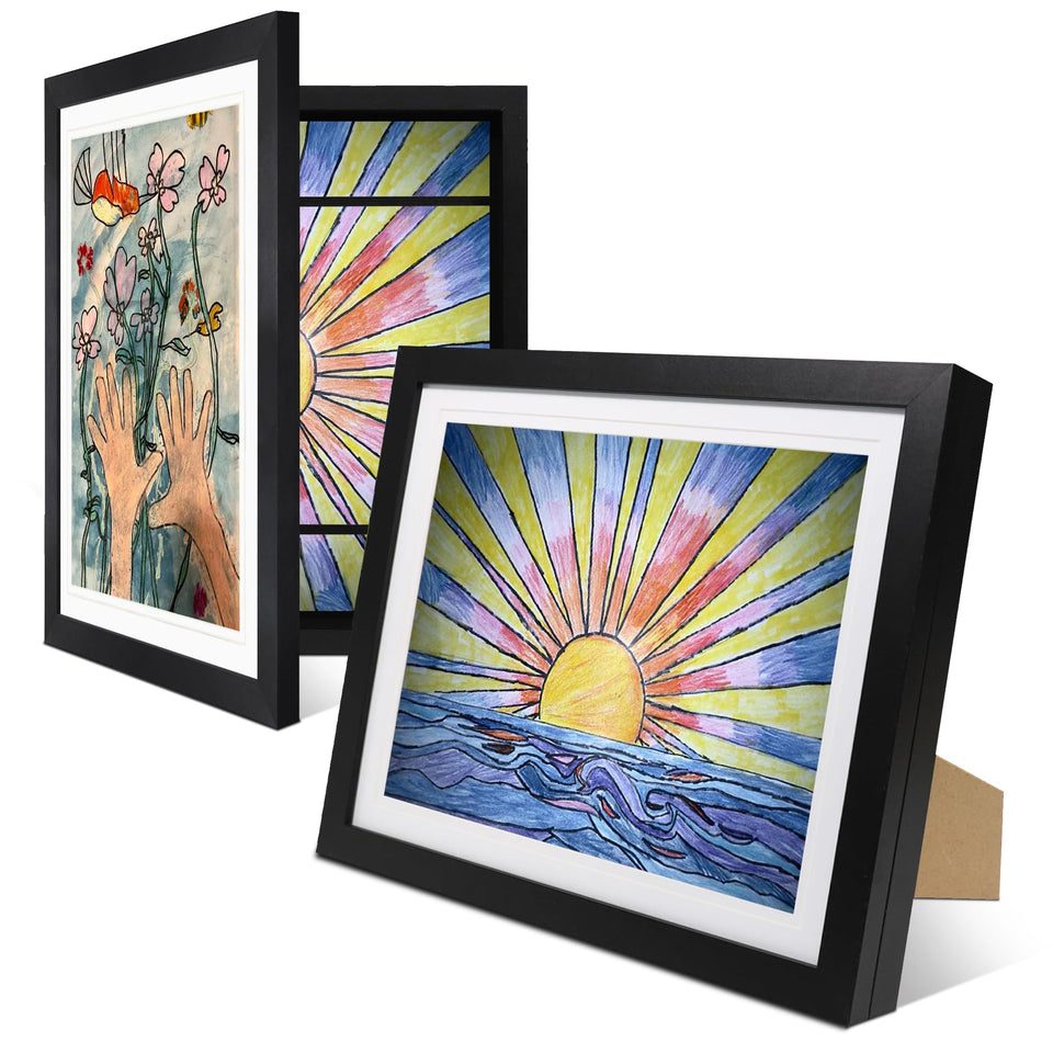 Three Orchids 2-pack kids artwork frames front view for easy home display