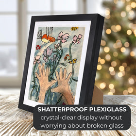 Three Orchids shatterproof plexiglass keeps frames kid friendly