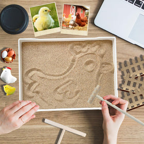 Threeheng chicken figurines arranged for playful, soothing desk ritual and tactile engagement.