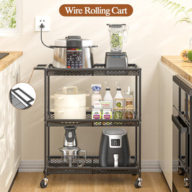 ThreeHio 3-tier rolling cart in office shows portable filing and supply storage on wheels.