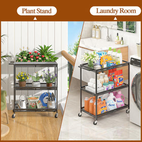 ThreeHio 3-tier rolling cart open-wire design enables airflow and easy cleaning.