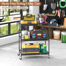 ThreeHio 3-tier rolling cart as plant shelf demonstrates versatile mobility in home garden.