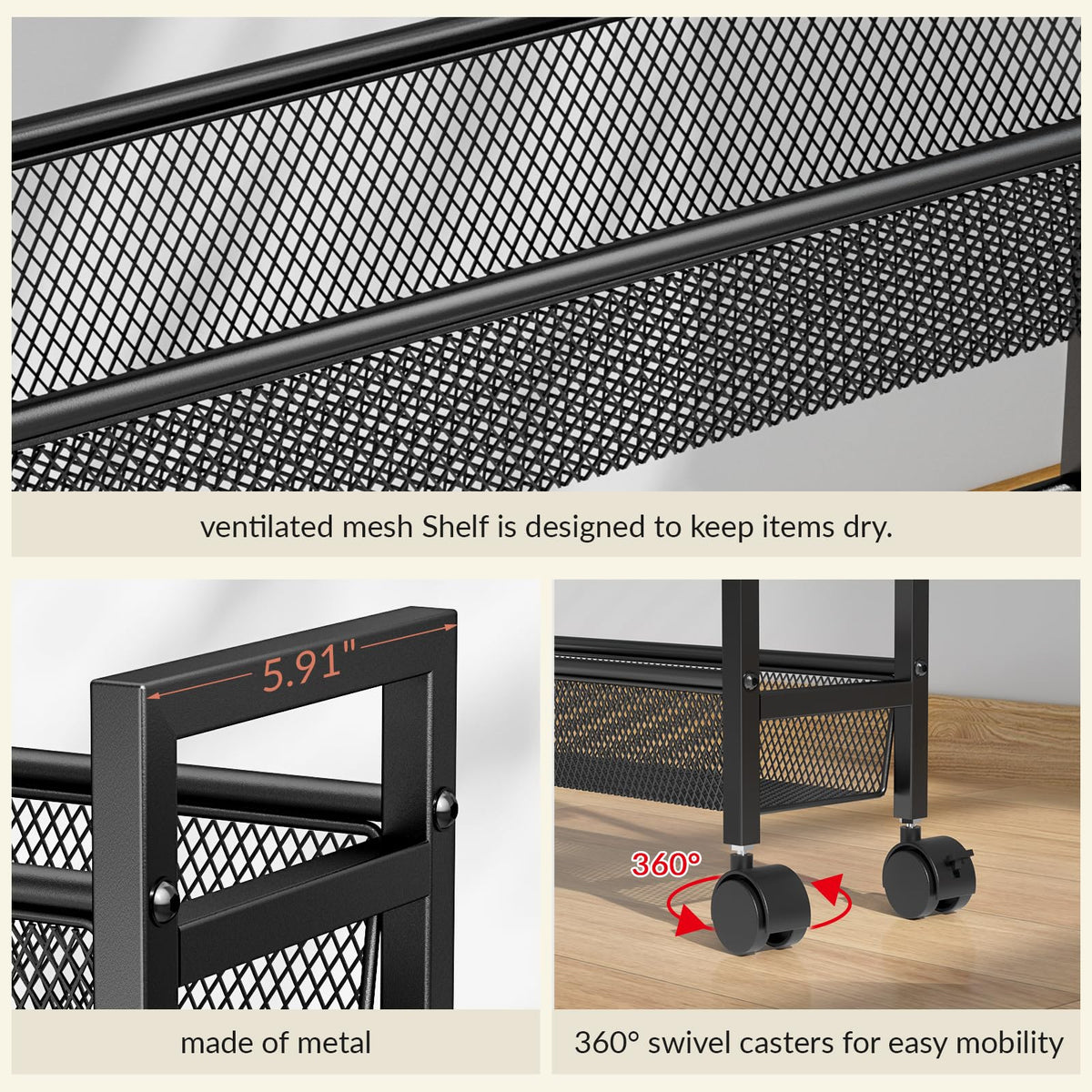 ThreeHio black metal finish emphasizes durable design for everyday use