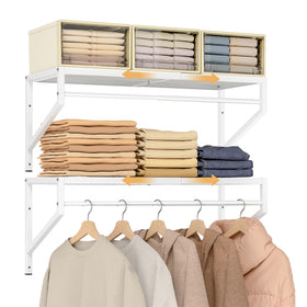 ThreeHio expandable closet shelves extend to fit tight spaces for versatile storage.