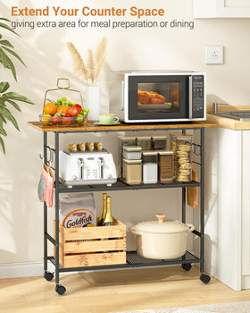 ThreeHio rolling kitchen cart on wheels for smooth mobility