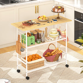 ThreeHio kitchen island top shelf with vases for quick access