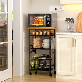 ThreeHio kitchen storage cart on wheels for easy room-to-room movement.