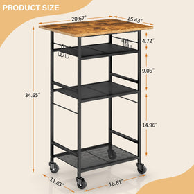 ThreeHio microwave stand with lockable wheels for stability during prep.