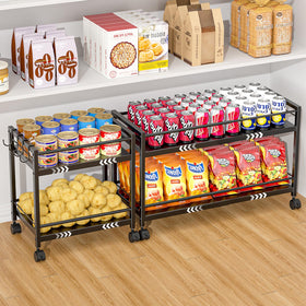 ThreeHio pantry cart with 2-tier rolling design for compact, organized storage.