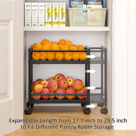 ThreeHio pantry cart shows 4 hooks for hanging bags and tools.