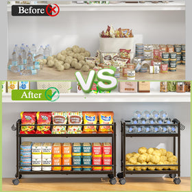 ThreeHio pantry cart heavy-load capacity keeps bulk cans organized.