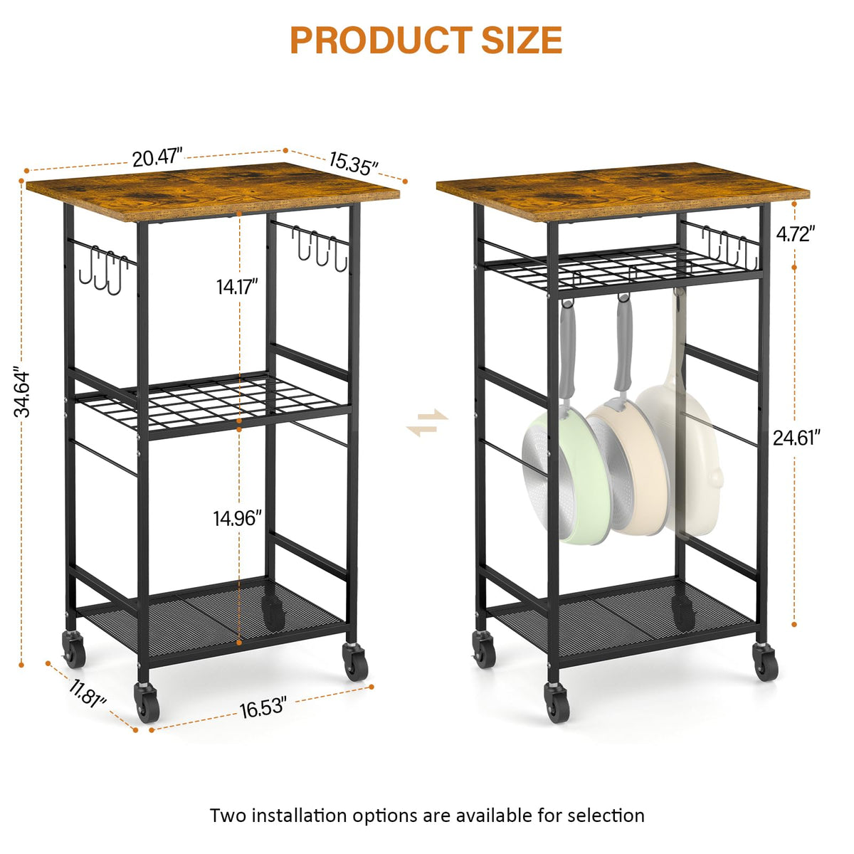 ThreeHio Rolling Kitchen Microwave Cart during assembly shows easy setup.
