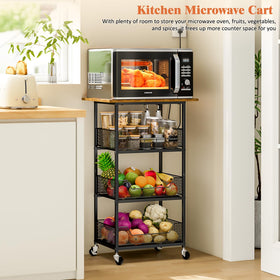 ThreeHio cart with three-tier baskets for organized produce and pantry storage