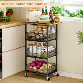 ThreeHio cart with four casters including two locks for smooth movement and stability