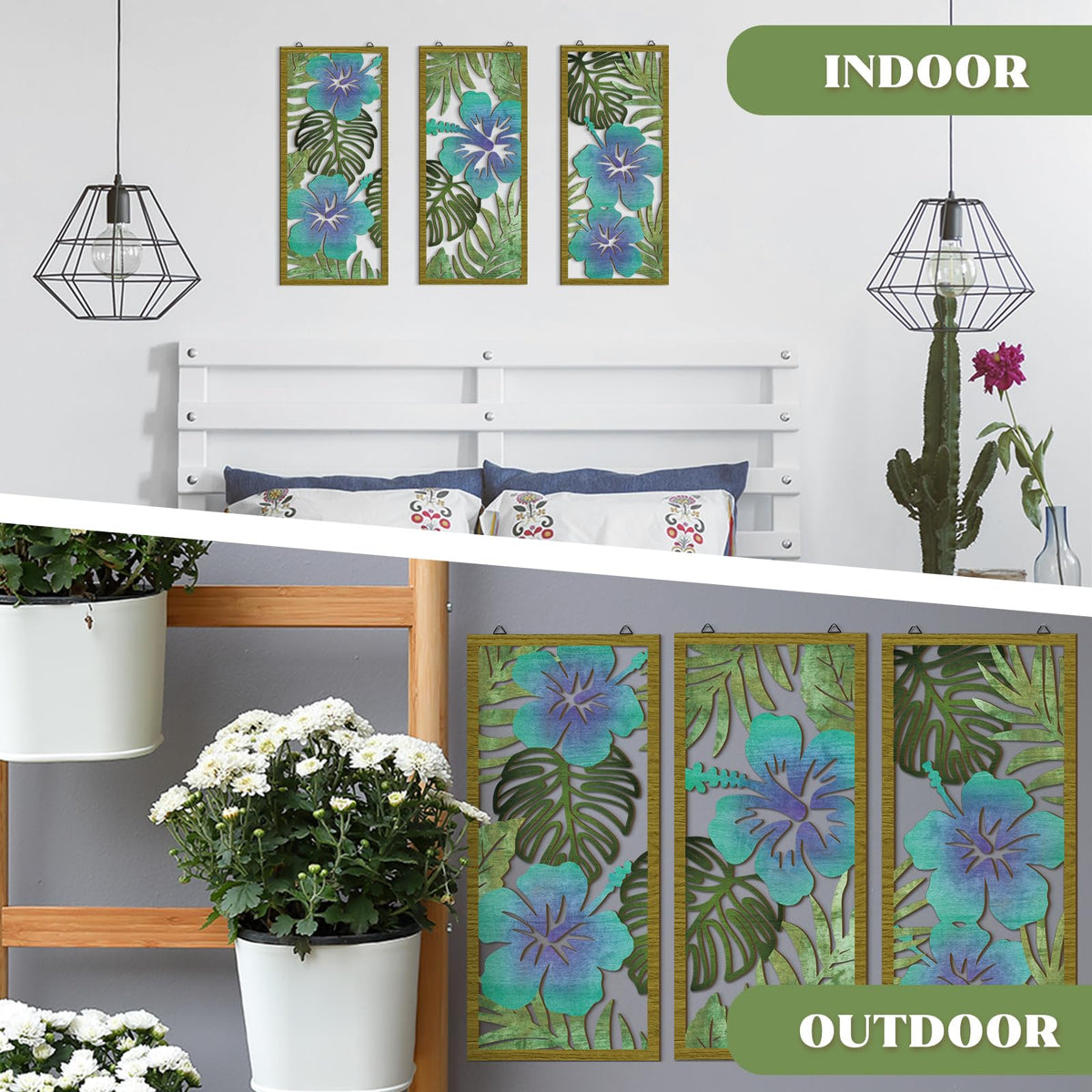 Threehoney hibiscus wood flowers wall decor brings color and warmth