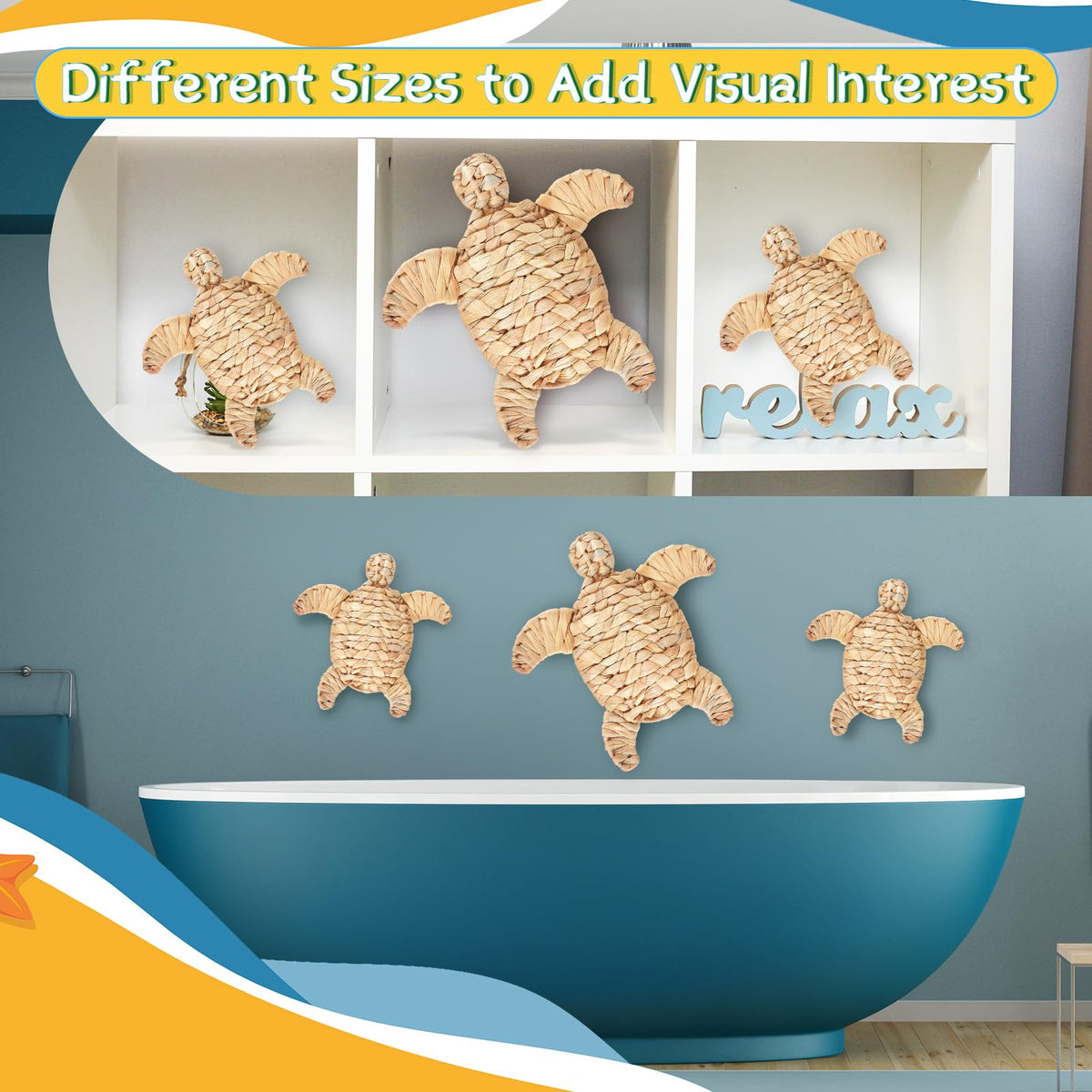 Threehoney sea turtle wall decor indoor-outdoor suitable for patios and walls.