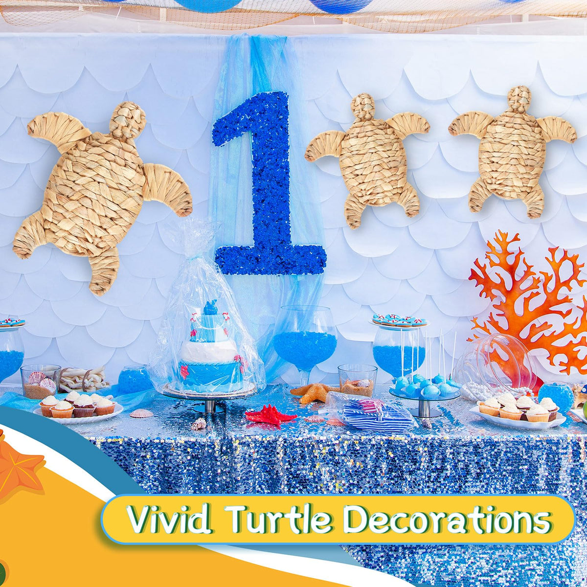 Threehoney sea turtle wall decor wicker material adds natural rustic warmth.