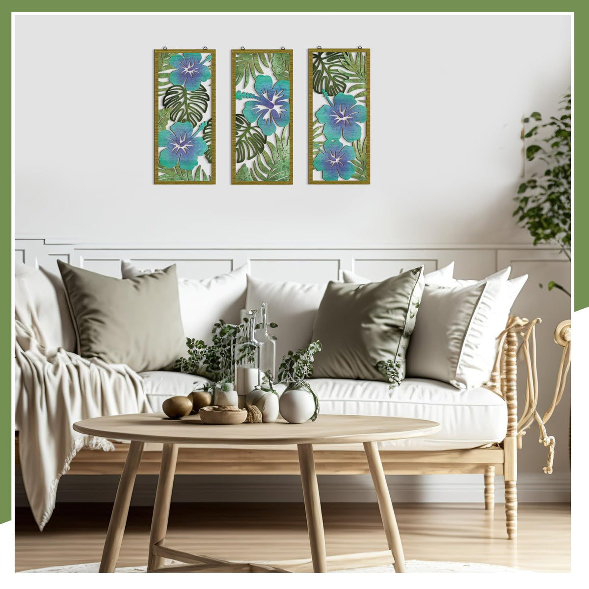 Threehoney tropical wall art set suits bedroom, office, or cafe