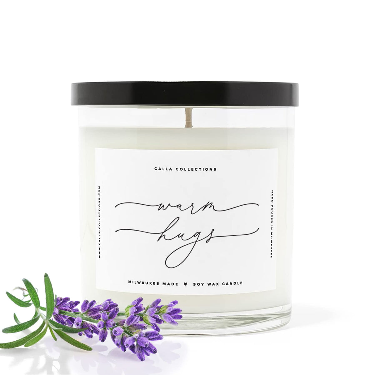 ThreeKin Warm Hugs candle lavender-lemongrass blend for peaceful evenings