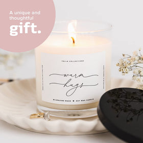 ThreeKin Warm Hugs candle scent diffusion in a living room